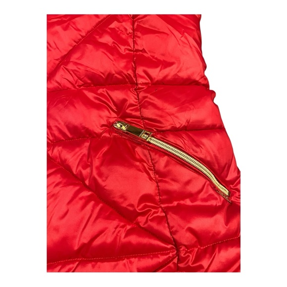 Nine West Red Puffer Coat with Hood & Gold Accents – Women’s‎ Size Small - Picture 6 of 8